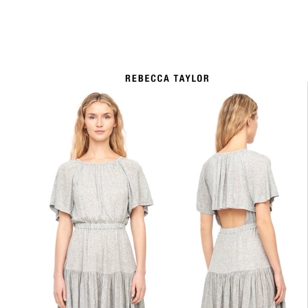 Rebecca Taylor Light Gray Flutter Sleeve Dress